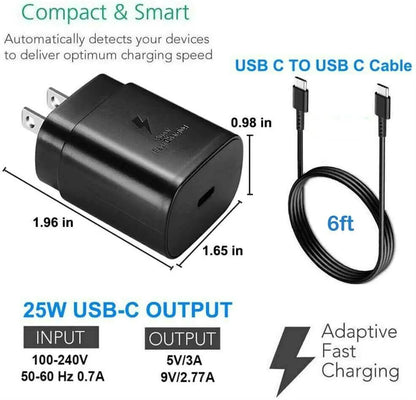 25W USB-C Super Fast Wall Charger +6FT USB-C Cable